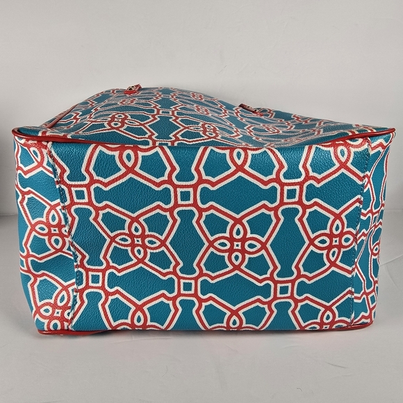 Kate Spade Moroccan Market Expandable Tote Bag In Turqouise/Flame Shoulder Bag - Picture 6 of 16